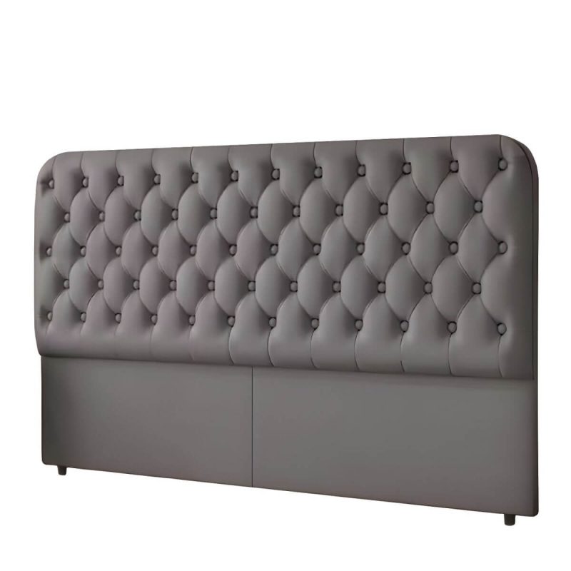 "Elegant Tufted Modern Upholstered Panel Headboard with Black Legs - Off-White 79""