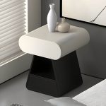 "Art Natural Wood Nightstand With Drawer Organization and 2 Drawers, Trapezoid Shape Base Included - White 1 Piece 16"L x 16"W x 20"H"