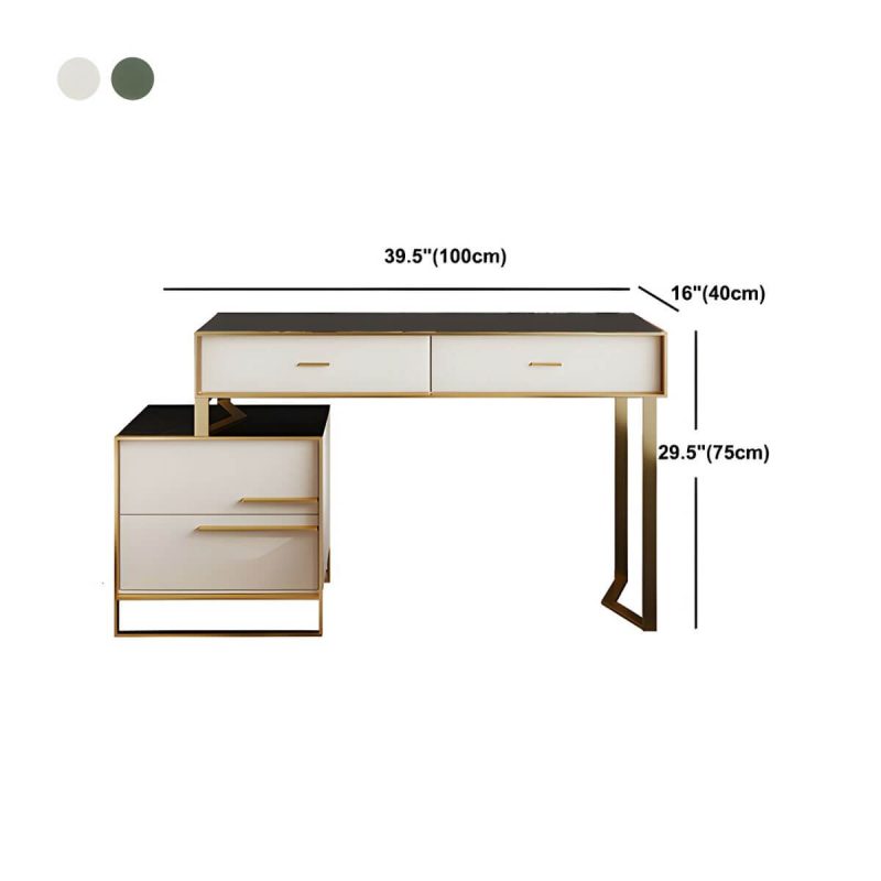 "Dimension of Luxurious Metal Make-up Vanity 4 Solid Wood Drawers Dressing Table - Makeup Vanity 39.4"L x 15.7"W x 29.5"H White"