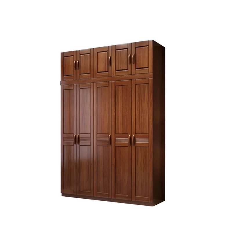 "Wood Brown Rustic Wardrobe Armoire with Drawers & Shelves, Walnut Finish - 67"L x 23"W x 100"H"