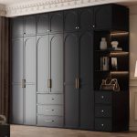 "Ink Simple Lumber Wardrobe Closet with Soft Close Door, Interior Shelves, and Clothing Rod, 55"L x 24"W x 98"H, Armoire with Top Cabinet"