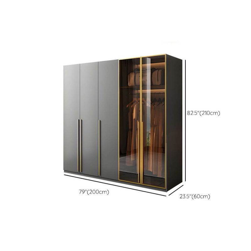"Dimension of Modern Glass Wardrobe Wardrobe Armoire Wardrobe Cabinet for Home - Armoire 79"L x 24"W x 83"H"