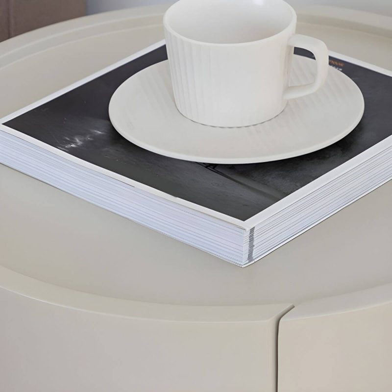 "Modern Round Nightstand with Drawers - Narrow Sized for Bedroom - Grey 18"L x 18"W x 21"H"