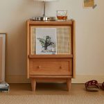 "Natural Wood Nightstand with Drawers Featuring Classic Scandinavian Charm - 1 Piece"