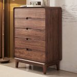 "Trendy Brown Semainier Bleached Wood Vertical with 5 Drawers for Master Bedroom, 30"L x 17"W x 43"H"
