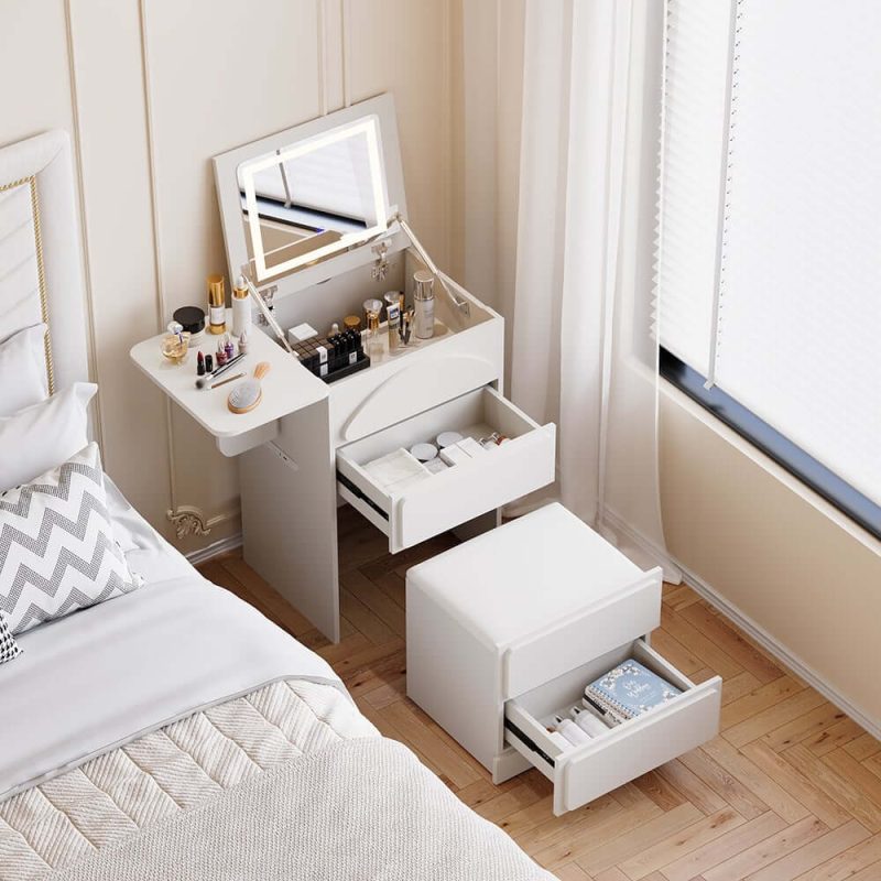 "Mini Smart Makeup Vanity Set with with Mirror & Lights"