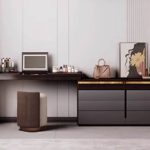 "Ink Lumber Pop Up Makeup Vanity with Electrical Outlet, Adjustable Brightness and Touch, Illumination Light, Scalable, Makeup Vanity (55") & Dresser (55")"
