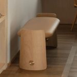 "Elegant Scandinavian Upholstered Bedroom Bench with Wood Legs - Orange"
