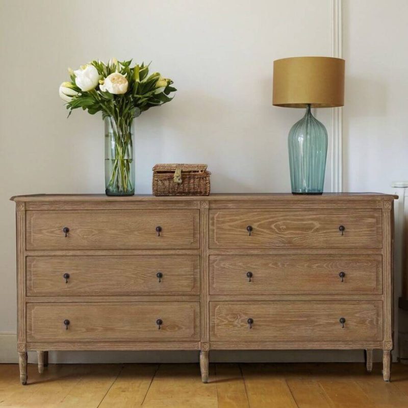 "Victorian Oak 3-Tier Cube Double Dresser, Oak, 63"L x 18"W x 31"H"