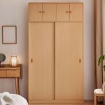 "Modern Simple Style Timber Wardrobe with Interior Shelves and Hanging Rod - Natural Finish 32"L x 24"W x 71"H"