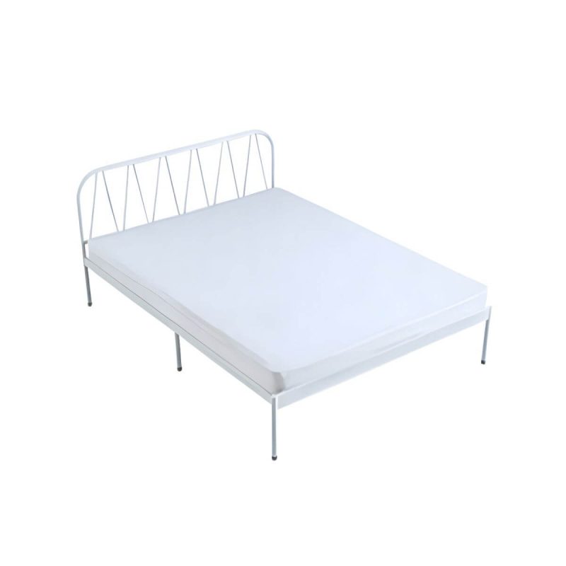 "Glam Standard Bed Metal Open-Frame Bed with Custom Gold Legs - 59"W x 79"L Bed & Mattress White"
