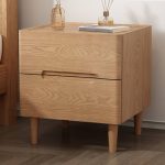"Modern Ash Wood Cocoa 2 Tiers Drawer Storage Nightstand, With Locks, 18"L x 16"W x 19"H"