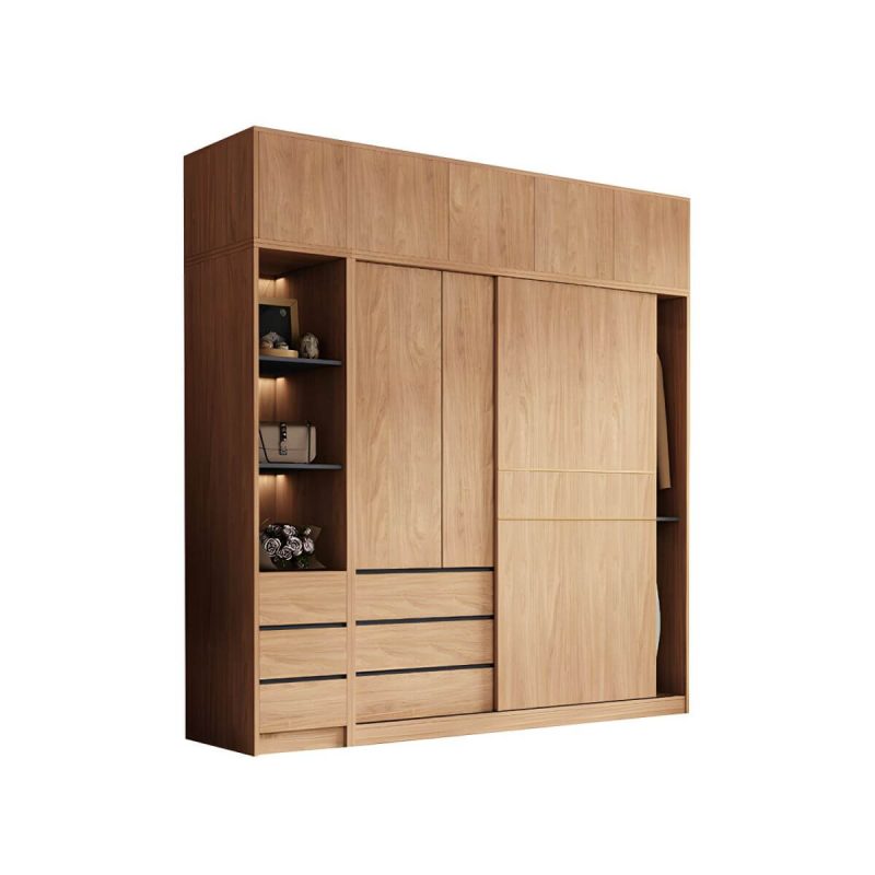 "Contemporary Wood Wardrobe Armoire Freestanding Adjustable Shelves Wardrobe with Drawers - Armoire & Side Cabinet & Top Cabinet 71"L x 24"W x 83"H"