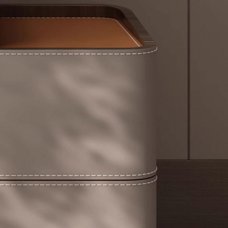 "Cocoa-Colored Simplistic Nightstand With Drawer Storage and Leatherette Countertop - 20"L x 16"W x 20"H"