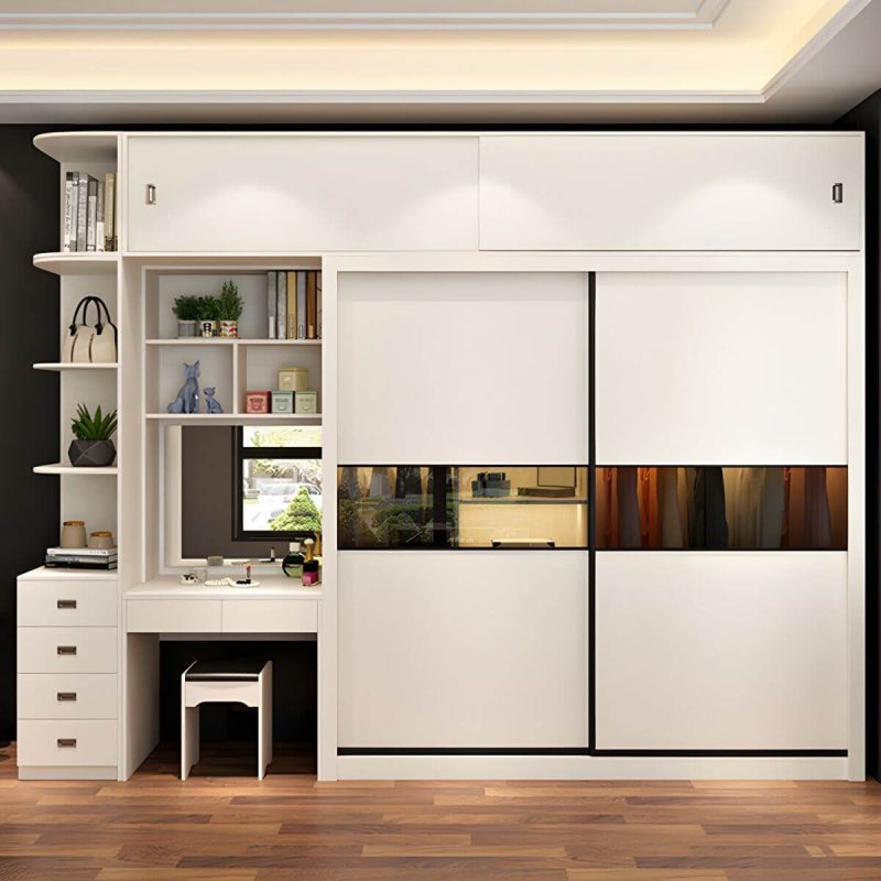 "Contemporary Home Engineered Wood Wardrobe Freestanding Wardrobe Closet - Wardrobe&Dressing Table&Side Cabinet&Top Cabinet 39"L x 24"W x 79"H"