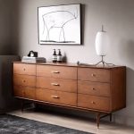"Modern Simple Style Raw Wood Horizontal Console Dresser with 9 Drawers, Walnut"