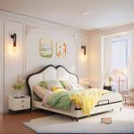 "Contemporary White Platform Bed with Panel Headboard, Single Bed, 59"W x 79"L"