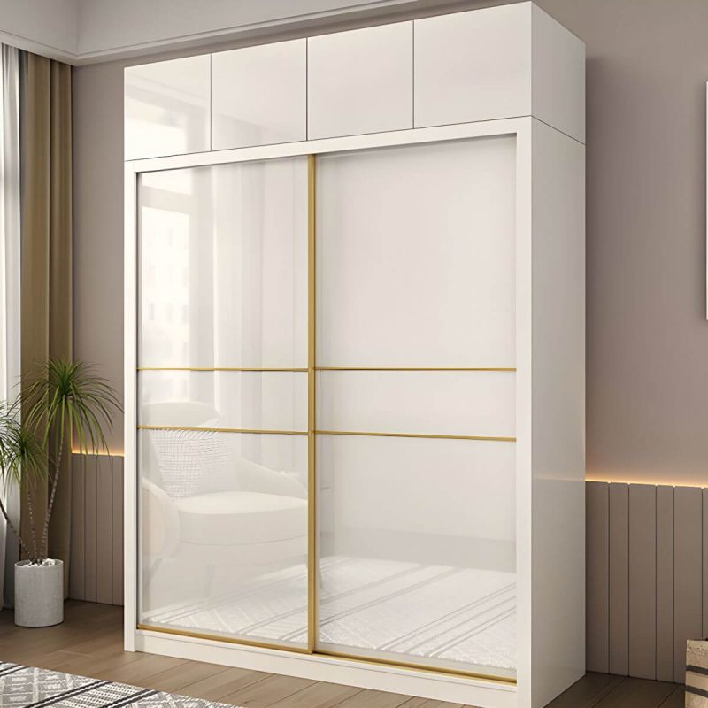 "Contemporary Glossy White Storage Cabinet Manufactured Wood Cabinet for Home - Armoires & Wardrobes 71"L x 23"W x 83"H"