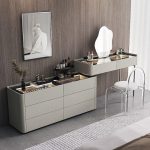 "Multi-Purpose Makeup Vanity with Jewelry Storage, Sliding 2-in-1 Design, Scalable Dividers, Dark Gray, Makeup Vanity (47") & Dresser (55")"