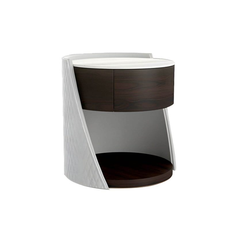 "Faux Leather Nightstand 1 - Drawer Nightstand with Wood Accents - White 18"L x 18"W x 23"H"