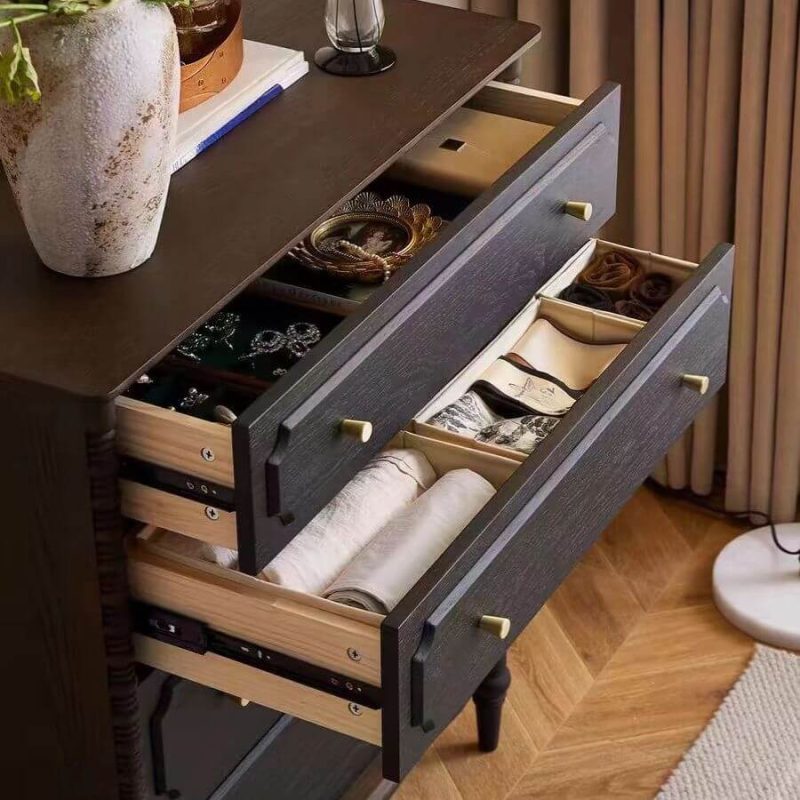 "4 Drawers Minimalist Ink Wood Vertical Lingerie Chest, 35"L x 16"W x 41"H"