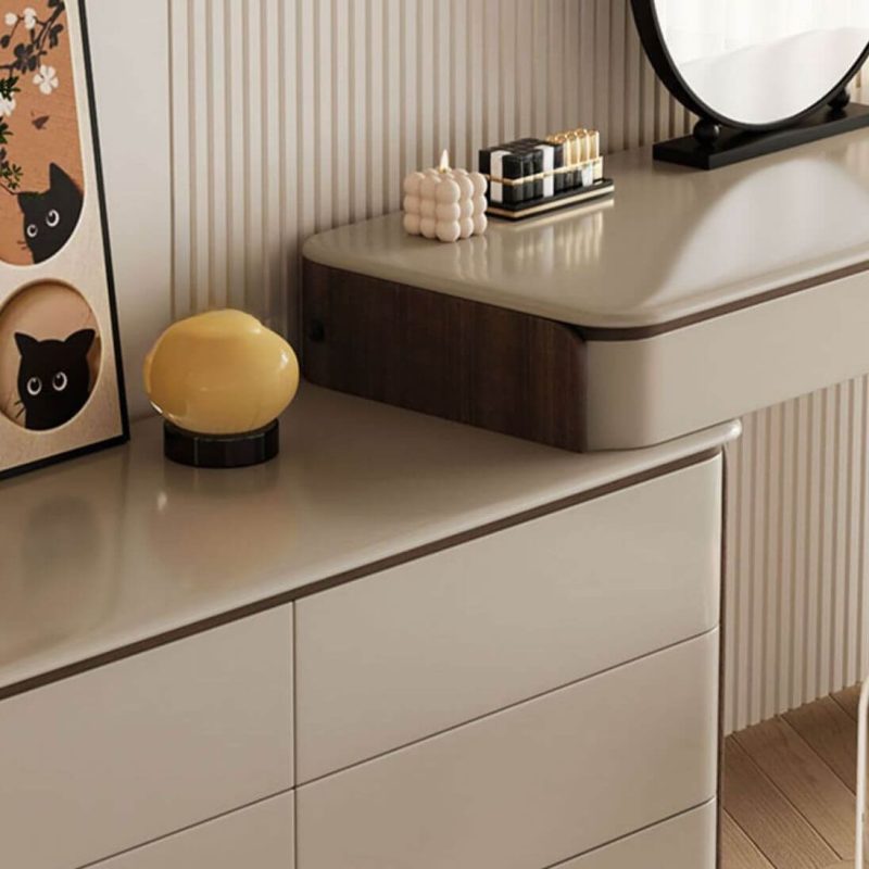 "Vanity Set with Scalable Push-Pull 2-in-1 Functionality, Makeup Vanity (47") & Dresser (51") & Mirror & Stool"