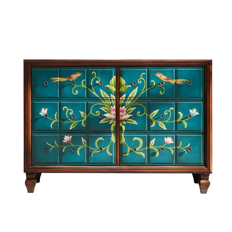 "American Retro Storage Chest Solid Wood Storage Chest Dresser for Bedroom - Blue 49"L x 18"W x 35"H"