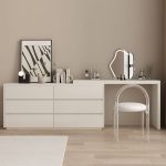 "Lighting System Vanity Set 6 Drawers Large Mirror Lights Timber Seat, White, White, Makeup Vanity (51") & Dresser (51") & Stool & Mirror"