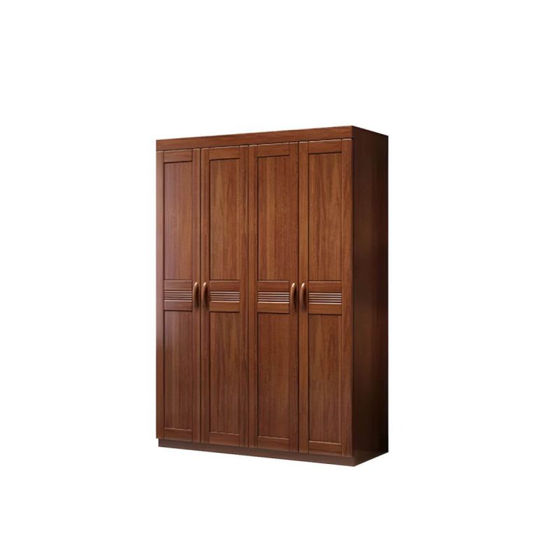 "Wood Brown Rustic Wardrobe Armoire with Drawers & Shelves, Walnut Finish - 53.5"L x 22.8"W x 80.7"H"