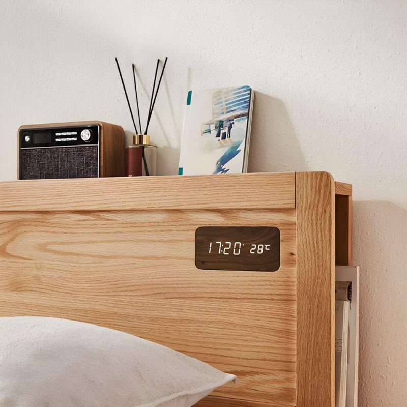 "Solid Wood Standard Panel Bed in Natural with Rectangular Headboard - Single Bed Unavailable"