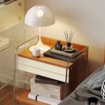 "Unfinished Color Art Deco Open Shelf Nightstand with 1 Drawer, 2 Shelves, and Natural Wood Countertop, 17"L x 14"W x 20"H"