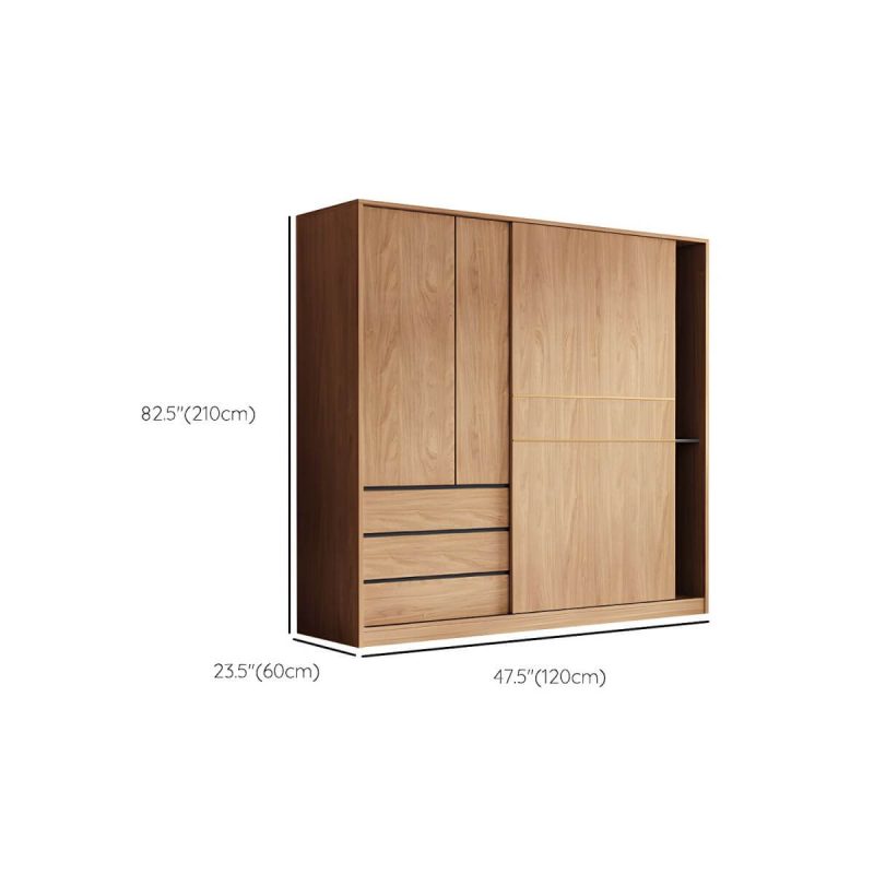 "Dimension of Contemporary Wood Wardrobe Armoire Freestanding Adjustable Shelves Wardrobe with Drawers - Armoire 47"L x 24"W x 83"H"
