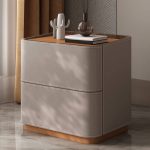"Cocoa-Colored Simplistic Nightstand With Drawer Storage and Leatherette Countertop - 16"L x 16"W x 20"H"