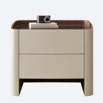 "Beige Pleather Countertop Contemporary Nightstand With Drawer Storage, 22"L x 17"W x 18"H"