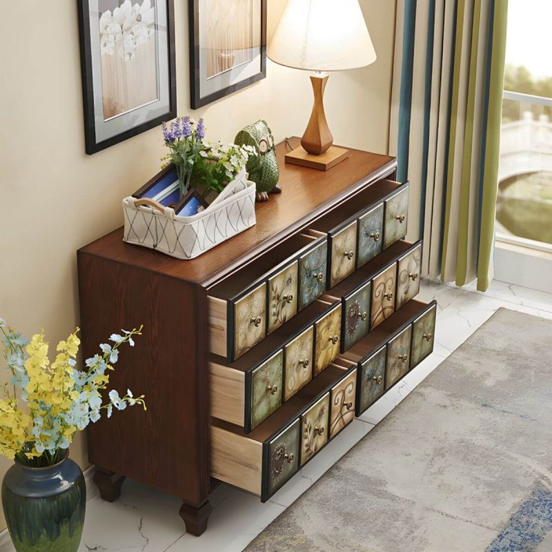 "American Retro Storage Chest Solid Wood Storage Chest Dresser for Bedroom - Light Heather Gray 35"L x 16.5"W x 35"H"