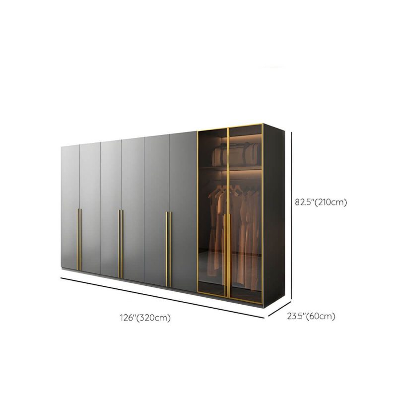 "Dimension of Modern Glass Wardrobe Wardrobe Armoire Wardrobe Cabinet for Home - Armoire 126"L x 23.6"W x 82.7"H"