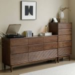 "Simplistic Auburn Double Dresser Horizontal Timber with 9 Drawers, 71"L x 16"W x 32"H"