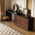 "Yellow Seating 2-in-1 Scalable Vanity Set with Push-Pull Feature, Makeup Vanity (47") & Dresser (47") & Stool"