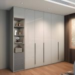 "Gray Contemporary Timber Self-supporting Wardrobe Armoire with Soft Close Drawer, Soft Close Door, and Interior Shelves, 91"L x 24"W x 91"H"