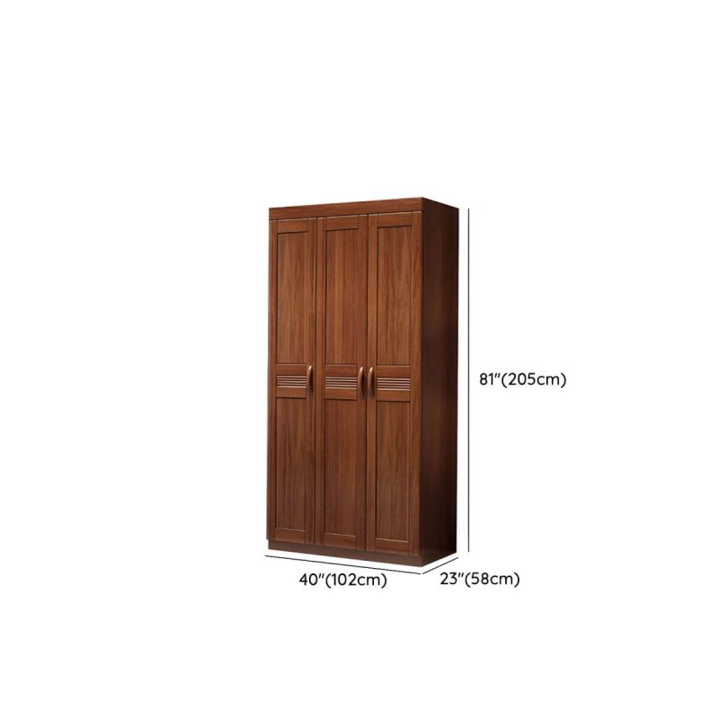 "Dimension of Brown Walnut Solid Wood Wardrobe Traditional Freestanding Wardrobe Armoire - Armoire 40.2"L x 22.8"W x 80.7"H"