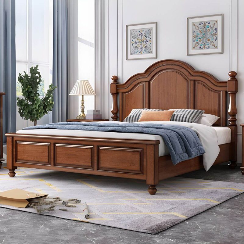 "Mid-Century Modern Standard Bed Solid Wood Panel Bed with Headboard - Lift Up Storage Single Bed 59"W x 79"L"