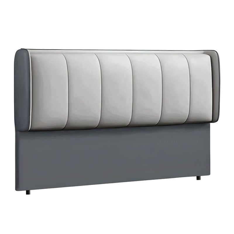 "Contemporary Wingback Upholstered Headboard with Wood Legs and Standard Height - 79" Anti Cat Scratch Leather Orange/ White"