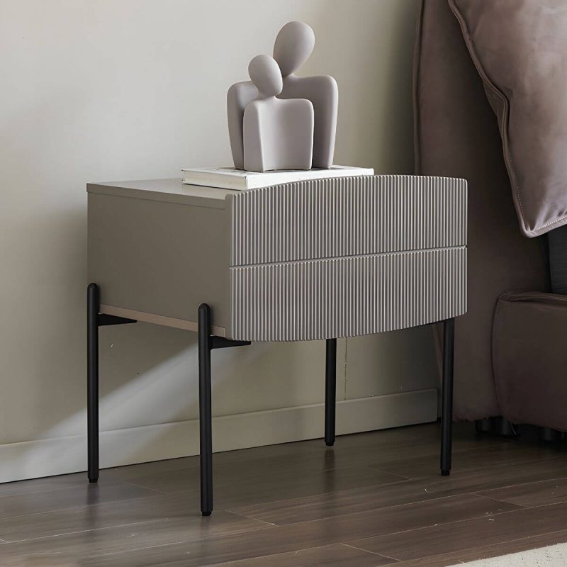 "Modern Grey Wood Nightstand with Drawer Storage and Reserve Installation Holes - Grey"