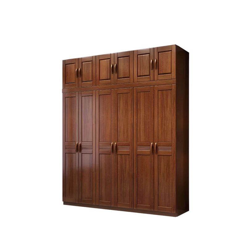 "Wood Brown Rustic Wardrobe Armoire with Drawers & Shelves, Walnut Finish - 81"L x 23"W x 100"H"