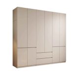 "Simplistic Chalk Almirah with Soft Close Drawer, Soft Close Door, Interior Shelves, and Hanging Rod, 94"L x 24"W x 94"H, Artificial Board"