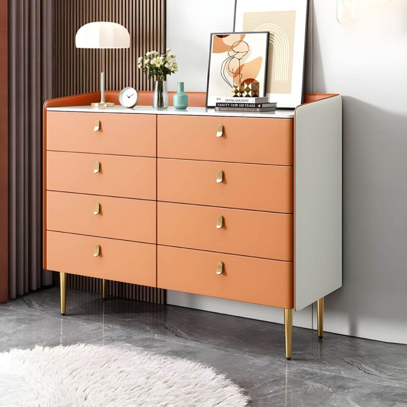 "modern White Slate Countertop Storage Chest Galant Style with Drawers - Orange 47"L x 16"W x 38"H"