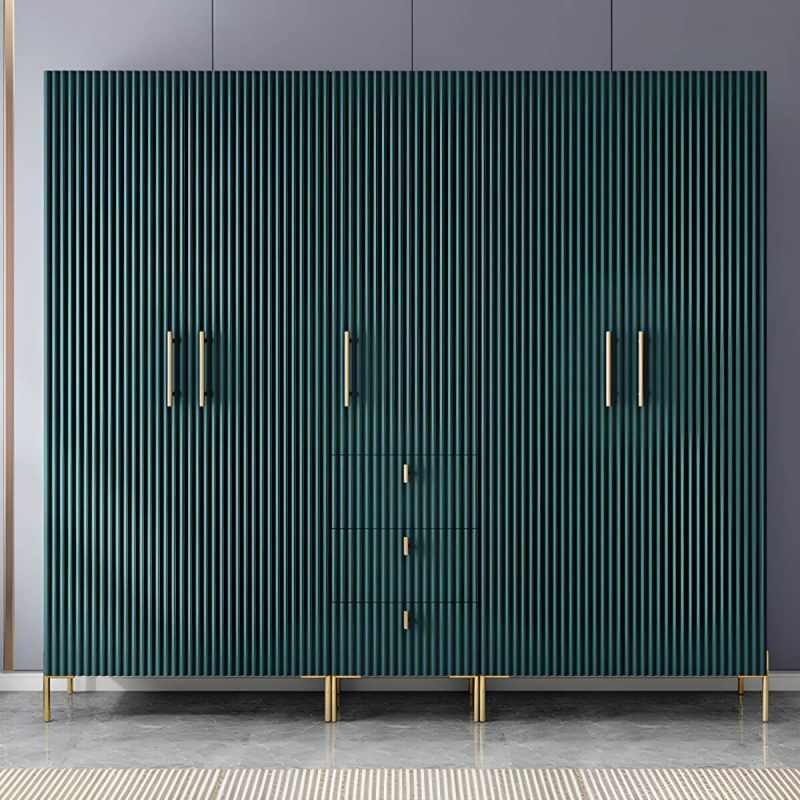"Modern 3-Cabinet Feature Wood Wardrobe Armoire with Hinged Door Mechanism - Grey"