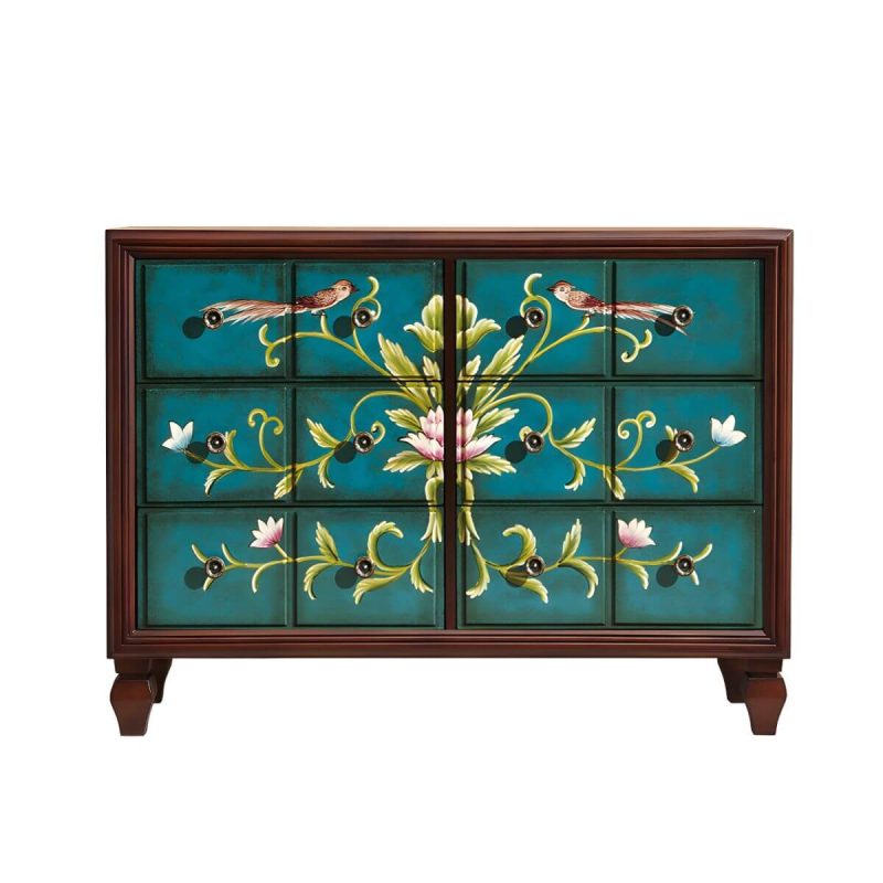 "American Retro Storage Chest Solid Wood Storage Chest Dresser for Bedroom - Blue 47"L x 17"W x 35"H"