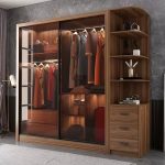 "Simple Natural Color Wooden Wardrobe with Hanging Rod, Interior Shelves, Soft Close Drawer & Soft Close Door, Armoire, 63"L x 23"W x 83"H"