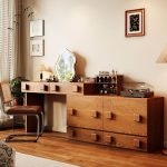 "Standard Metal 4 Drawers Vanity Set with Seat, Cocoa Non-Upholstered Chair(s), Mirror Lights, Makeup Vanity & Stool"